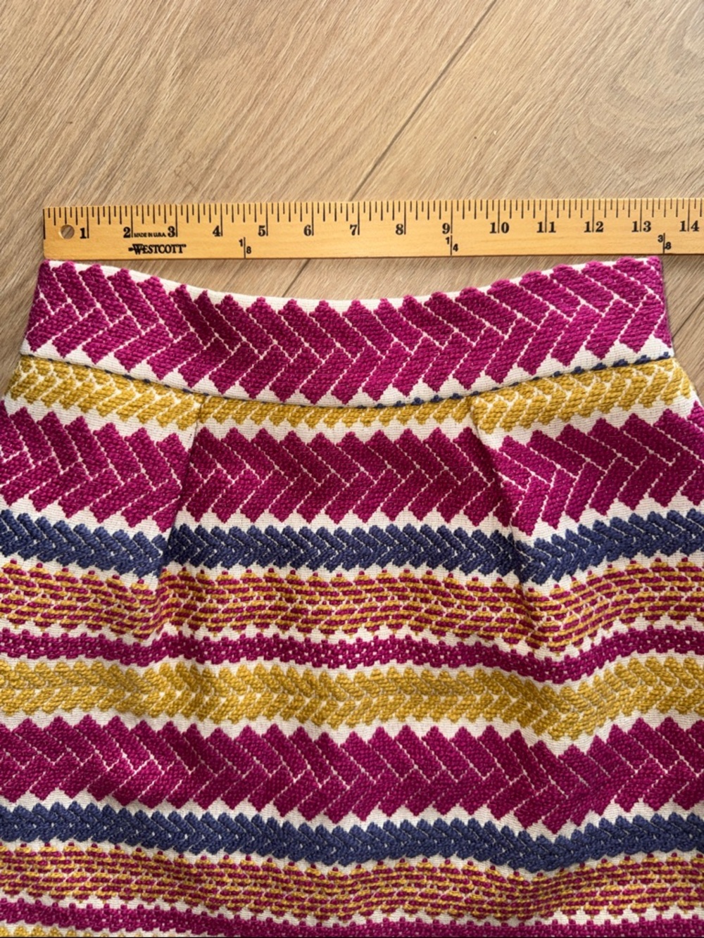 Anthropologie Nomad Morgan Carper Jacquard Mini Skirt Pink Chevron Stripe Size S - Picture 13 of 15